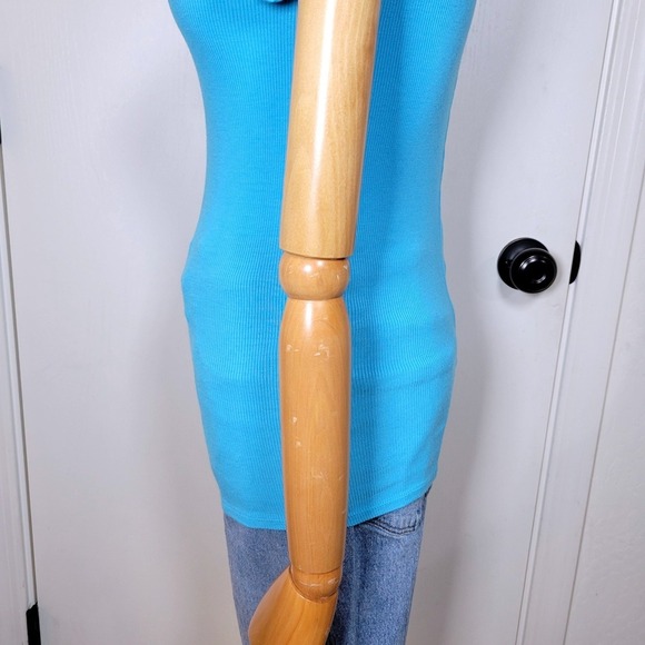 Enza Costa Ribbed Blue Shirt Size Small - Picture 6 of 11